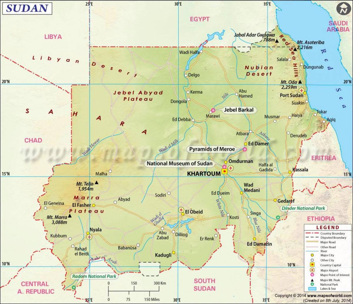 नक्शे के शहरों सूडान
